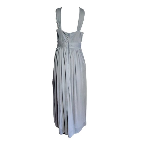 BIRDIE GREY Solid Silver Gray Kiko Halter Mesh Bridesmaid Dress Womens L Large - Picture 3 of 7